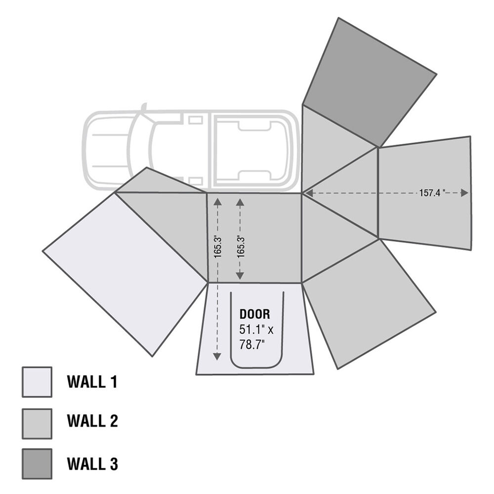 Overland Vehicle Systems Nomadic 270 Awning Wall 2, Driver Side, Dark Gray