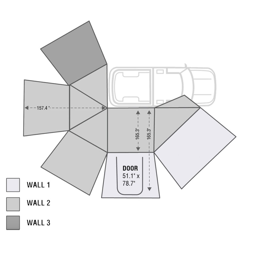 Overland Vehicle Systems Nomadic 270 Awning Wall 2, Passenger Side, Dark Gray