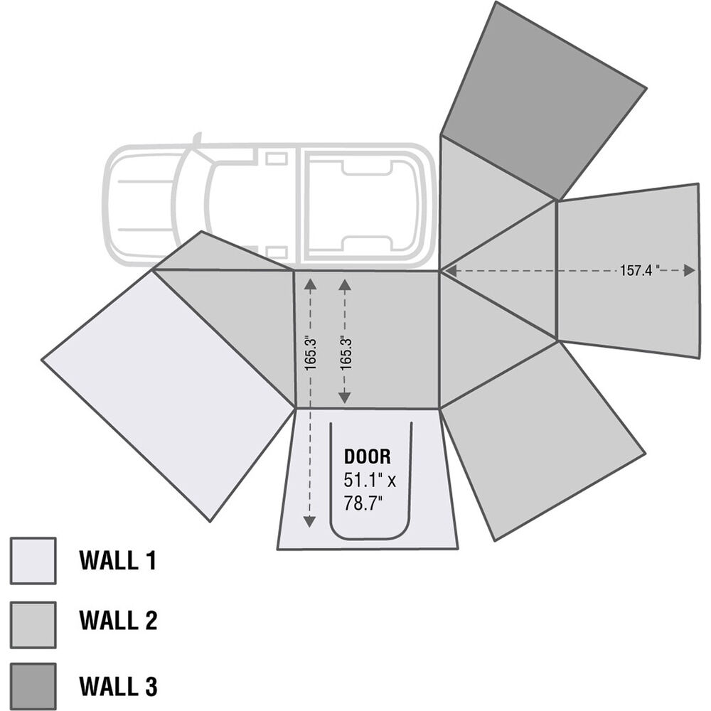 Overland Vehicle Systems Nomadic 270 Awning Wall 3, Driver Side, Dark Gray