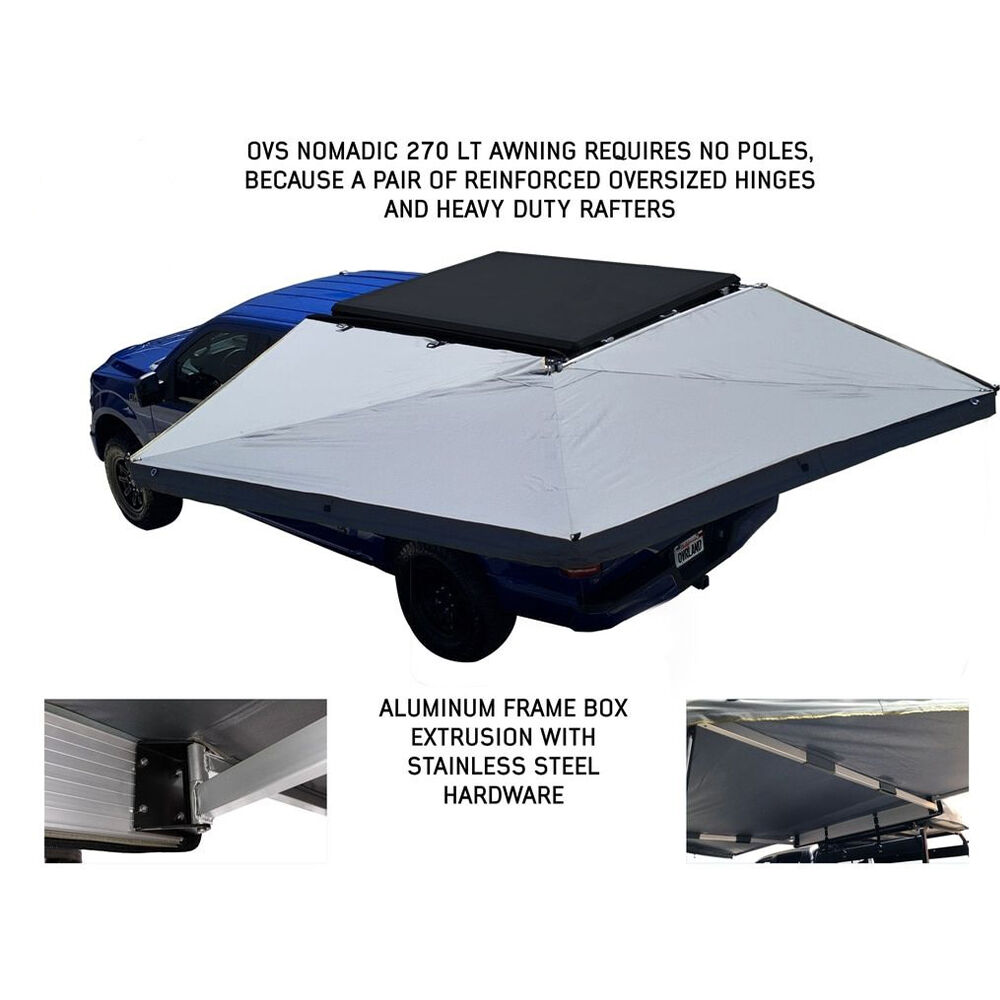 Overland Vehicle Systems Nomadic 270 LT Awning with Wall 1, 2, and Mounting Brackets, Driver Side, Dark Gray 4 Overland Vehicle Systems Nomadic 270 LT Awning with Wall 1, 2, and Mounting Brackets, Driver Side, Dark Gray