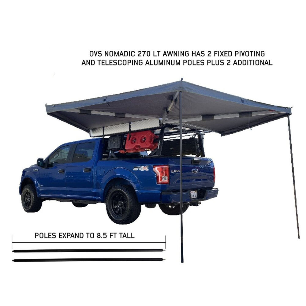 Overland Vehicle Systems Nomadic 270 LT Awning with Wall 1, 2, and Mounting Brackets, Driver Side, Dark Gray 5 Overland Vehicle Systems Nomadic 270 LT Awning with Wall 1, 2, and Mounting Brackets, Driver Side, Dark Gray