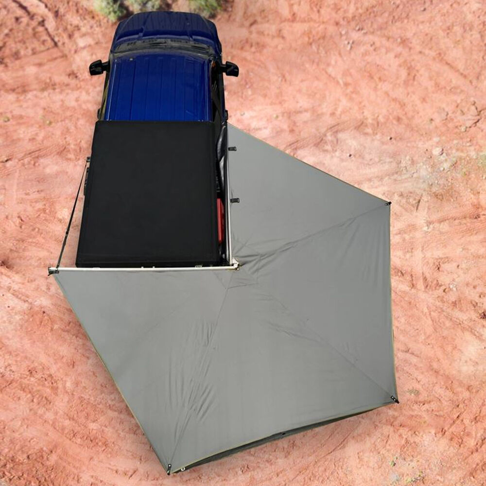 Overland Vehicle Systems Nomadic 270 LT Awning with Wall 1, 2, and Mounting Brackets, Passenger Side, Dark Gray