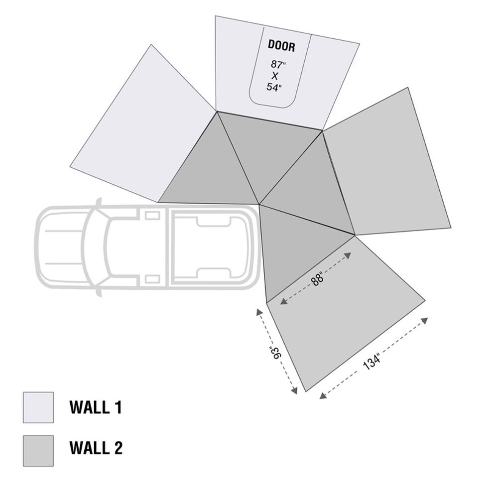 Overland Vehicle Systems Nomadic 270 LT Awning Wall 1, Passenger Side