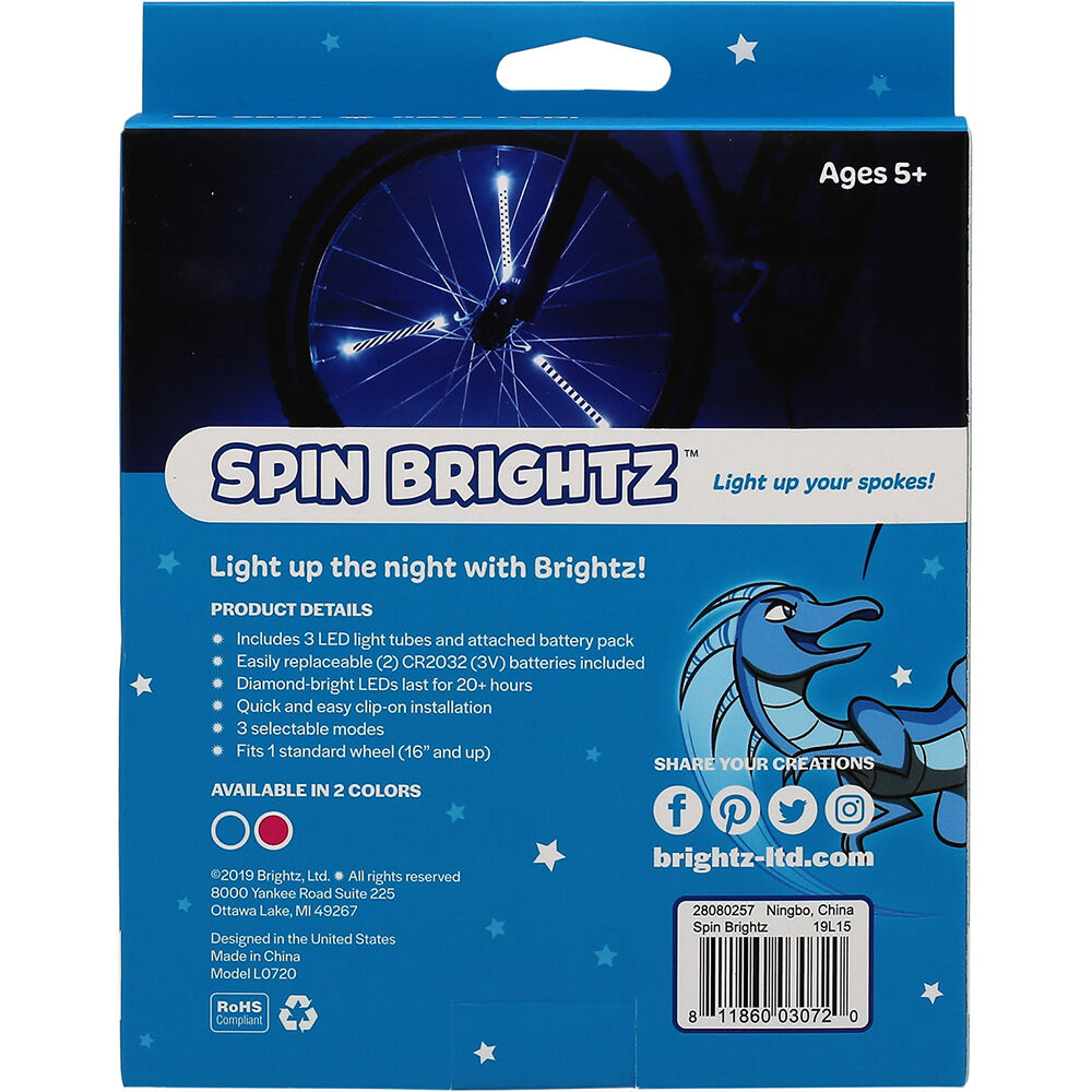 Spin Brightz Kids' Bicycle Spoke Lights, Blue