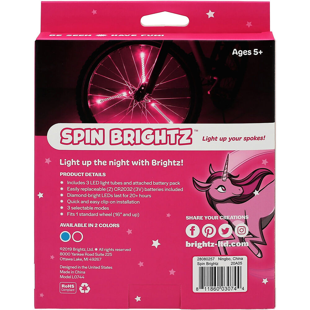 Spin Brightz Kids' Bicycle Spoke Lights, Pink 3 Spin Brightz Kids' Bicycle Spoke Lights, Pink
