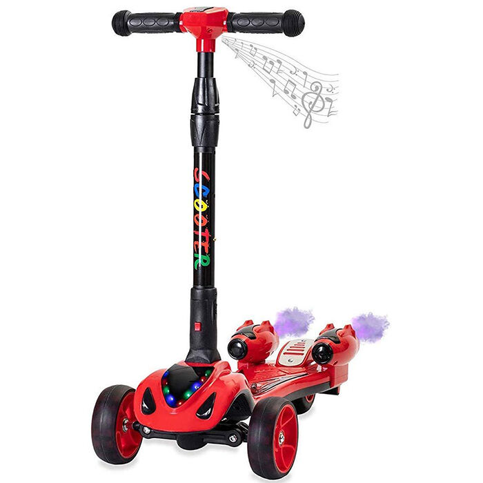 GlareWheel ES-Y1 Kids Rocket Scooter, Red