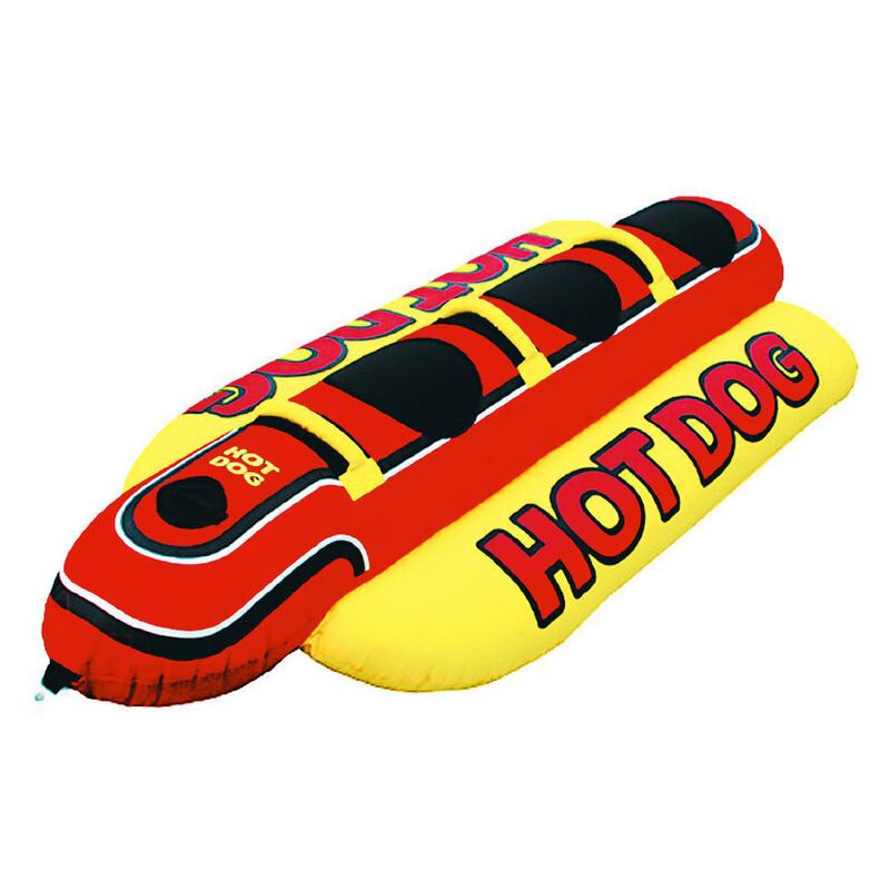 Airhead Hot Dog 3-Person Towable Package With Rope Black/Yellow