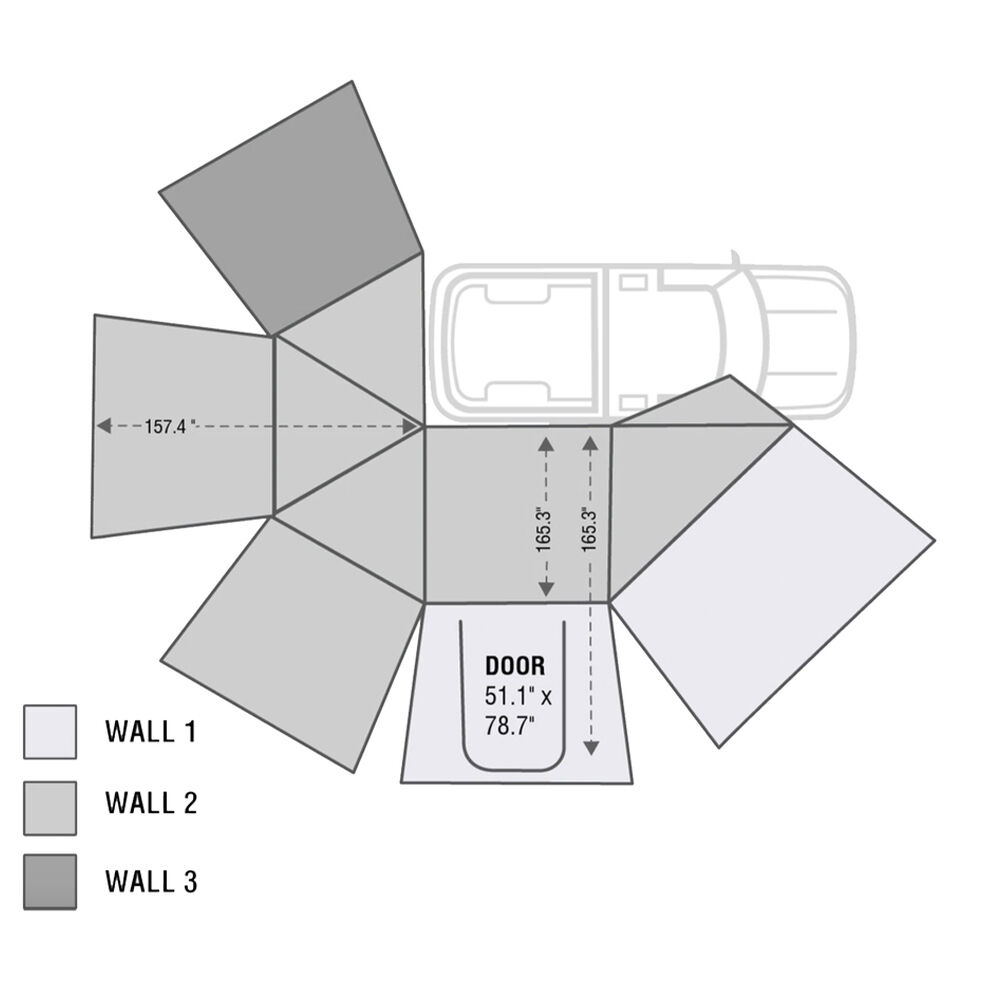 Overland Vehicle Systems Nomadic 270 Awning Wall 1, Passenger Side, Dark Gray